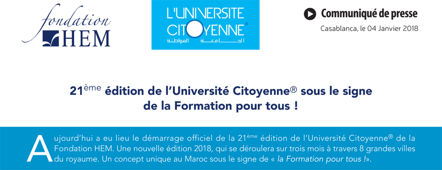 21ème édition de l’Université Citoyenne®  sous le  signe de la  Formation pour tous !