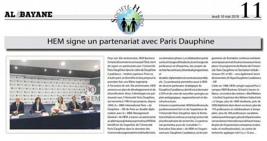 HEM signe un partenariat avec Paris Dauphine
