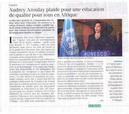 Audrey Azoulay plaide pour une éducation de qualité pour tous en Afrique