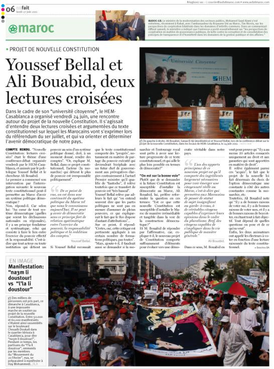 Youssef Belal et Ali Bouabid, deux lectures croisées