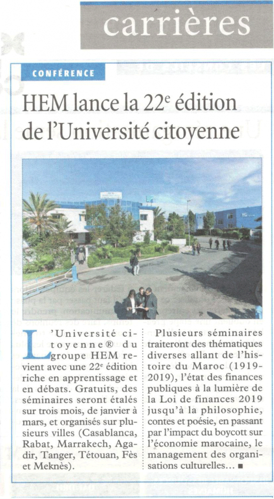 HEM lance la 22ème édition de l’Université Citoyenne