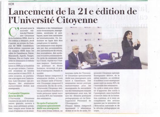 Lancement de la 21e édition de l'Université Citoyenne