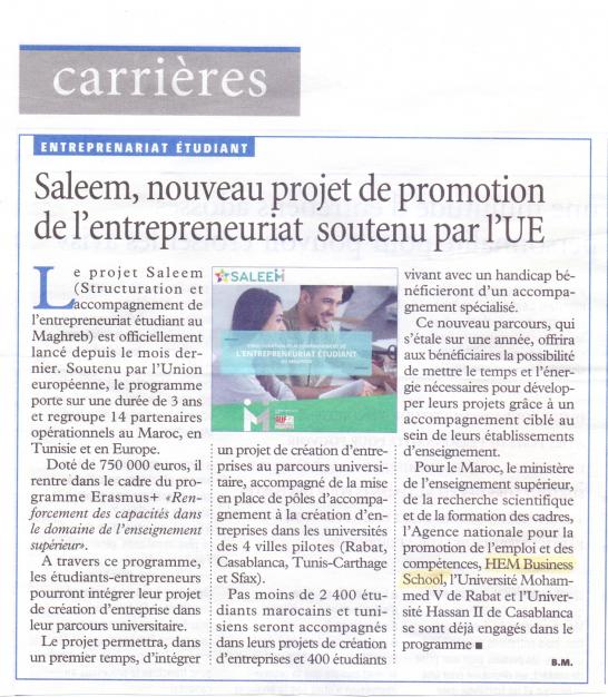 Saleem, nouveau projet de promotion de l'entrepreneuriat soutenu par l'UE