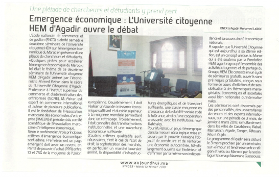 Emergence économique : L'Université Citoyenne ouvre le débat à Agadir