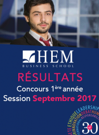 Résultats du Concours d'accès au Programme Grande Ecole de HEM - Session de Septembre 2017