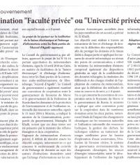 La dénomination "Faculté privée" ou "Université privée" autorisée